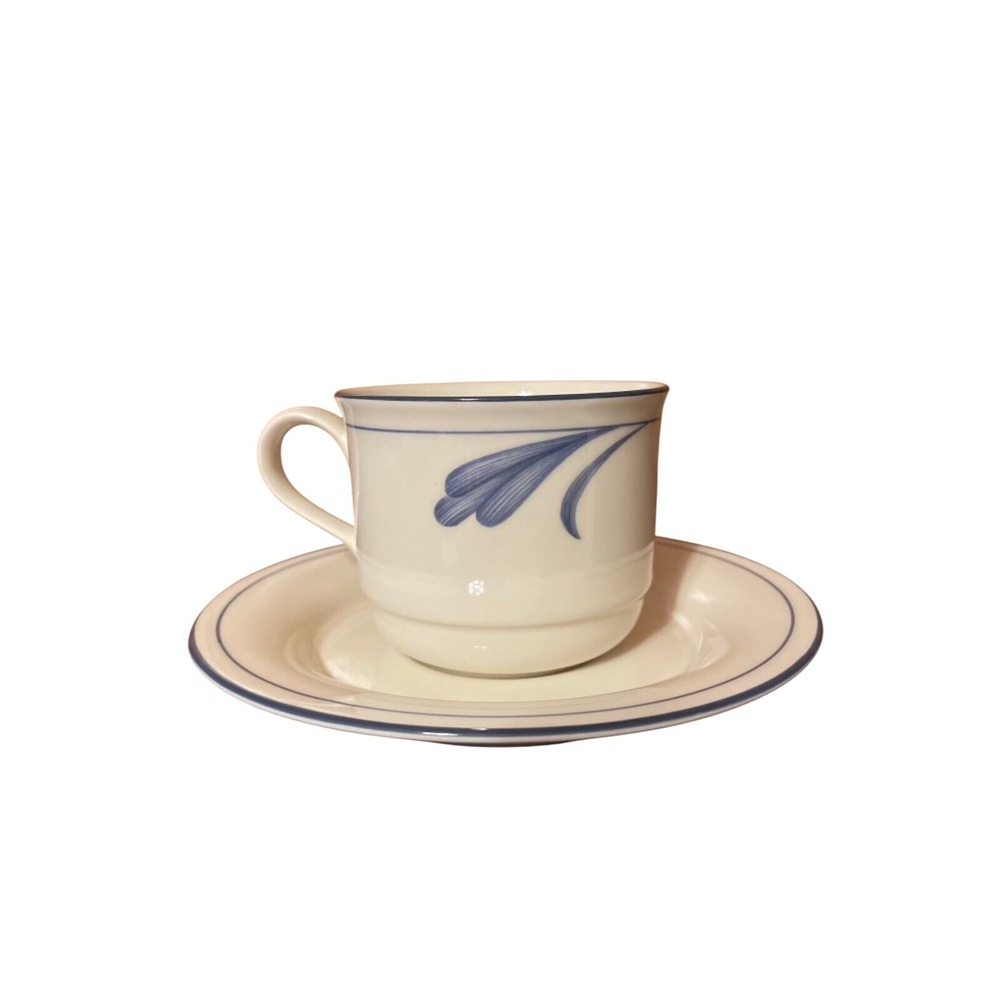 Lenox‎ Chinastone  For the Blue Patterns-Blue Brush Strokes Cup & Saucer Set